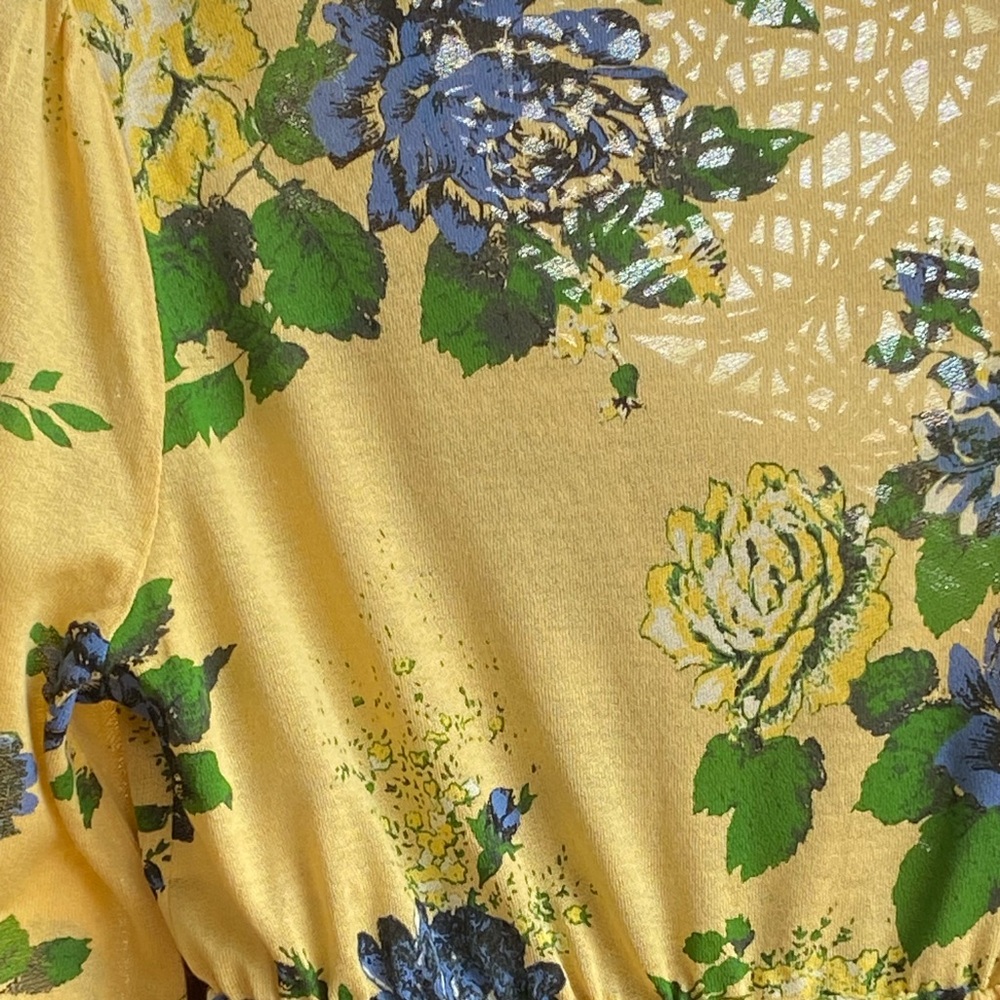 Urban Outfitters Floral Yellow and Blue Ruffles Summer Top Blouse - Picture 8 of 9